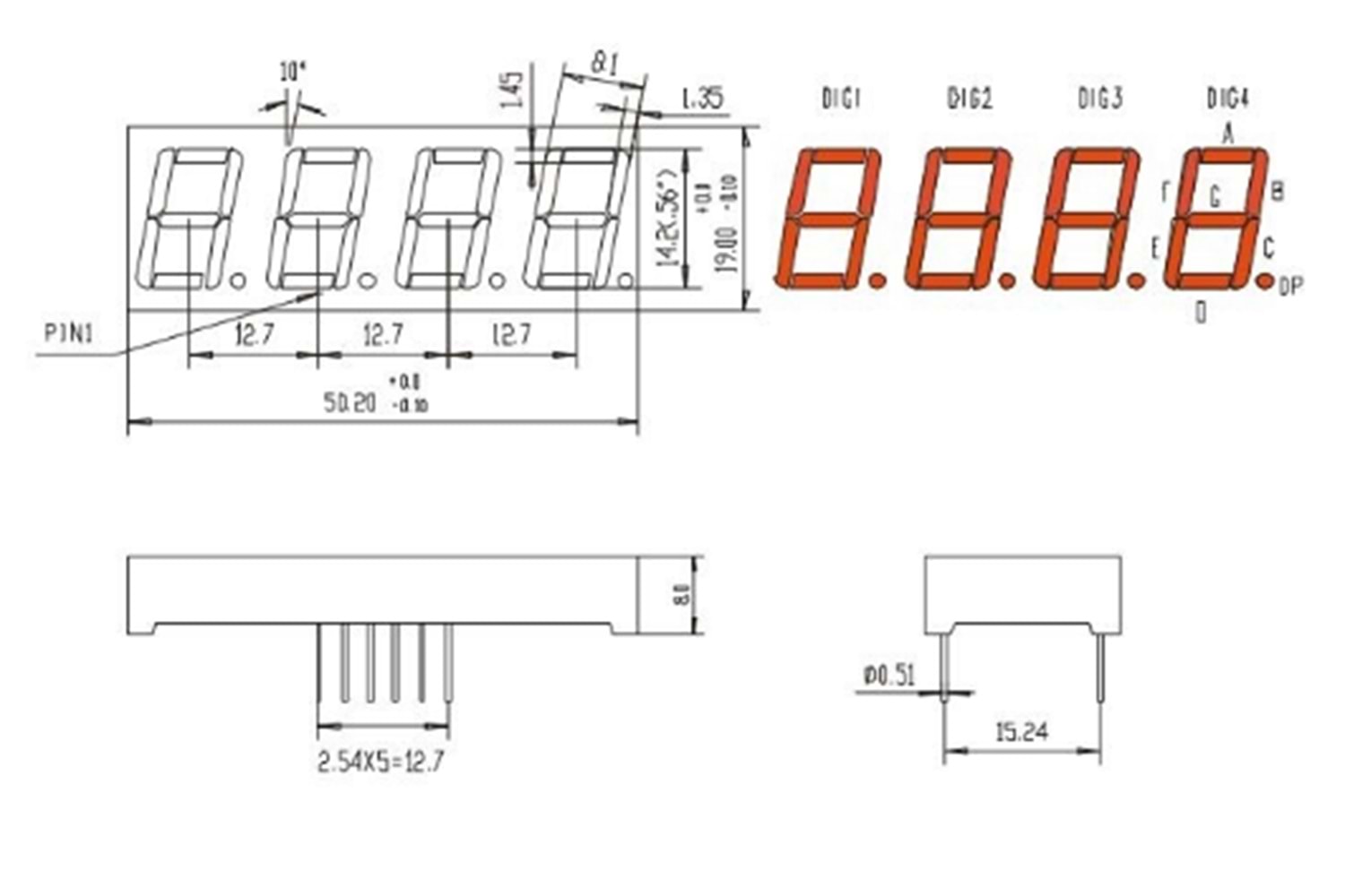 DSP RED KPF-5461 14mm 4 DIGIT BSRND ANOT THT