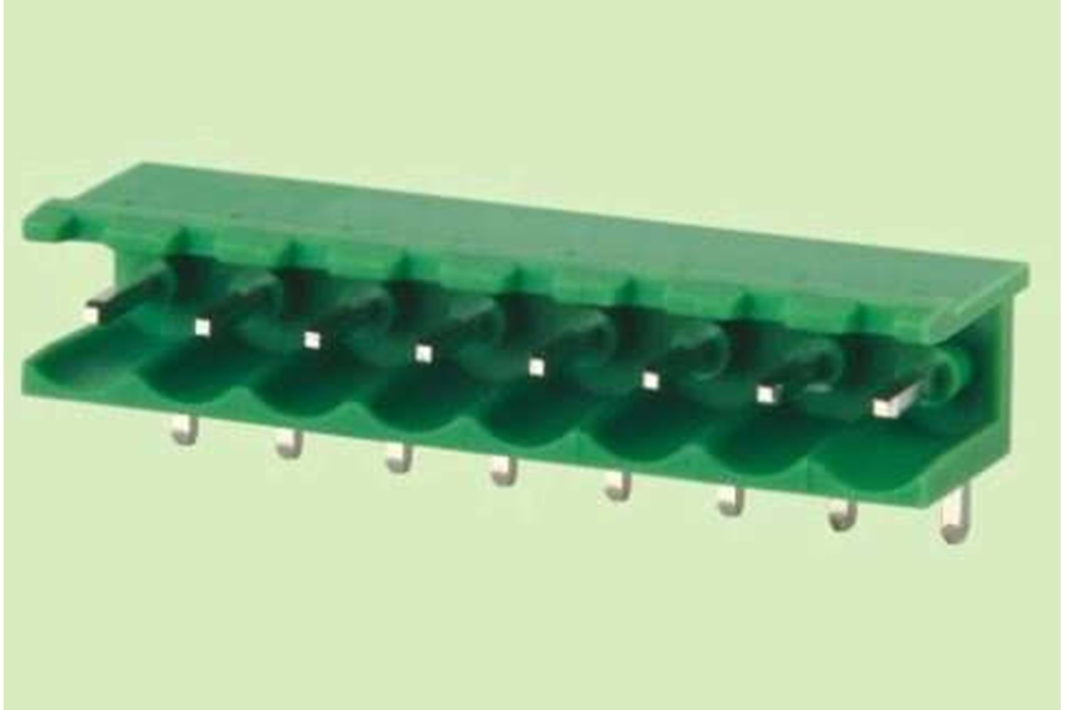 TERM.BLK.7.62MM 4P 90C MALE GREEN OPEN
