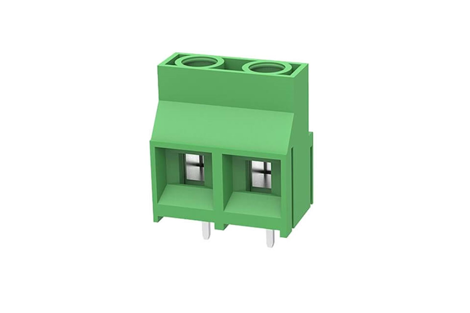 TERM. BLK. 9.5MM 180* 2P PCB TYPE GREEN THT