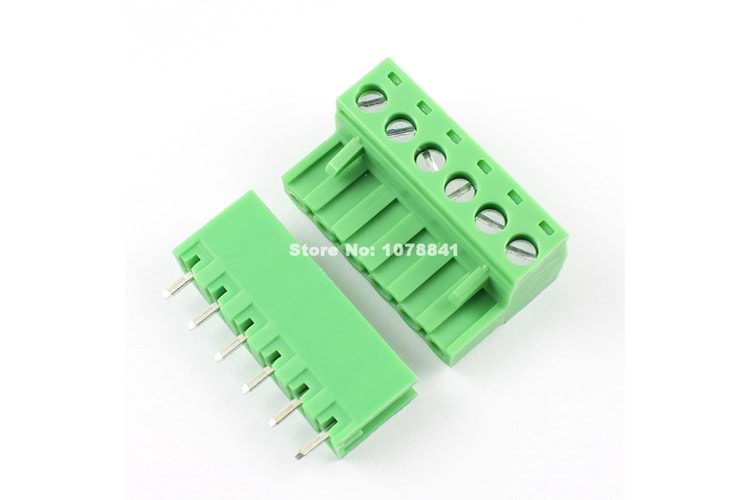 TERM 6P 5.08MM 180* GREEN CLOSED MALE THT