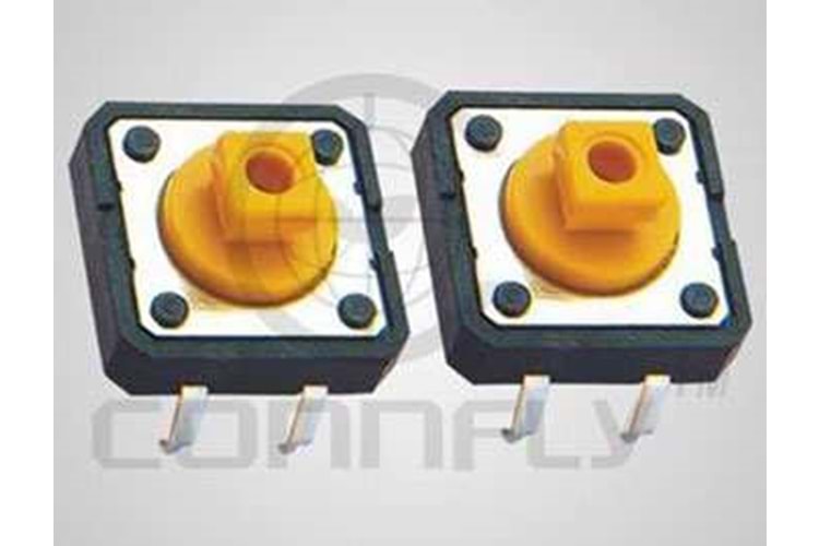 SWITCH TACT 12x12mm 7.3mm 160gf YELLOW THT