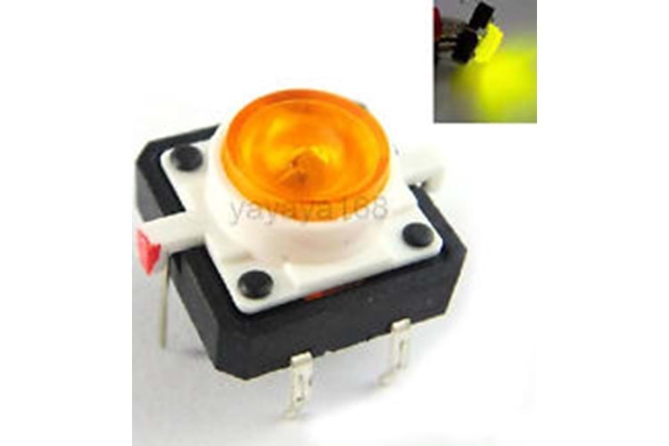 SWITCH 12x12mm RED LED TACT THT