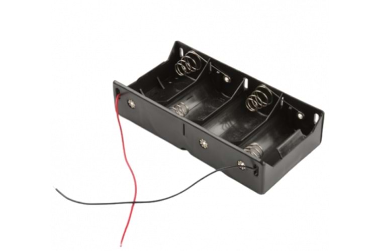 BATTERY 4 LÜ UM-1 / D BOY KABLOLU PİL YUVASI THT