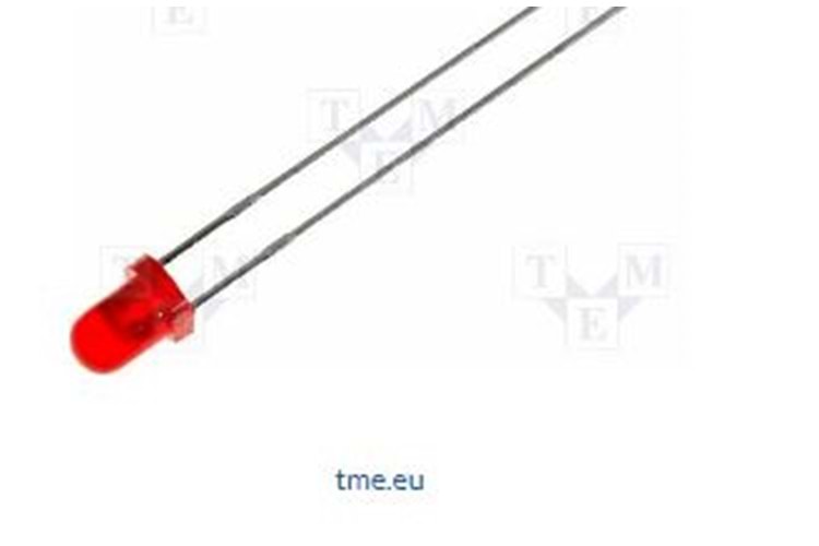 LED RED (3mm) 22mA, 14V THT