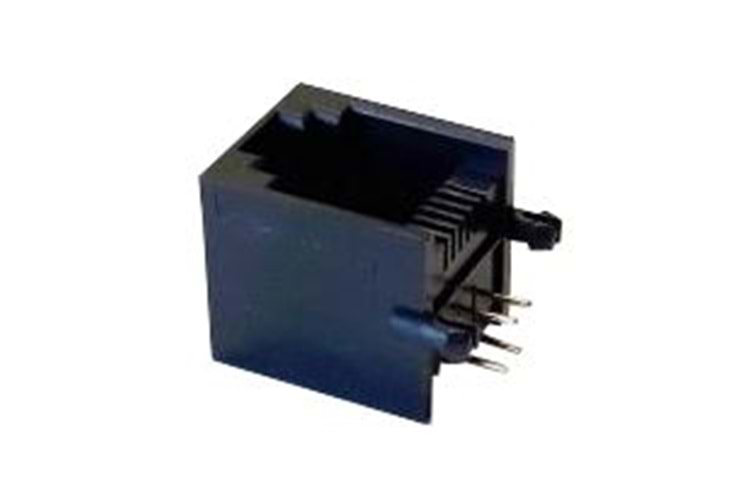 MODULAR JACK R/A 6P4C (RJ11,RJ14) BLACK THT