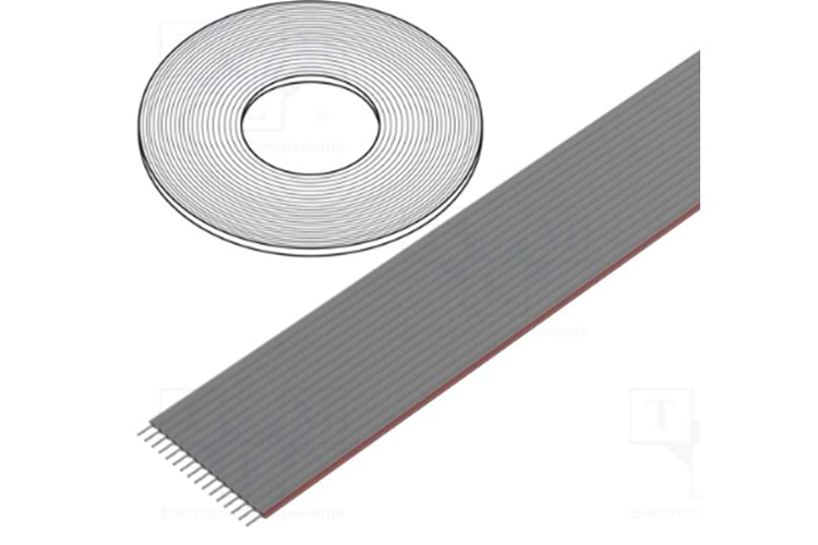 CABLE FLAT 16PIN 1.27mm 30AWG 7x0.1mm GRAY