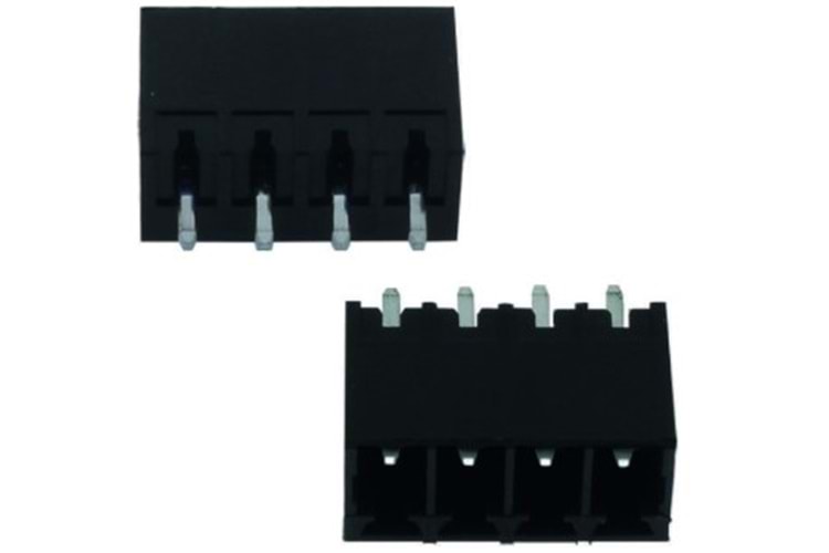 TERM 4P 3.81mm 180° BLACK CLOSED MALE THT