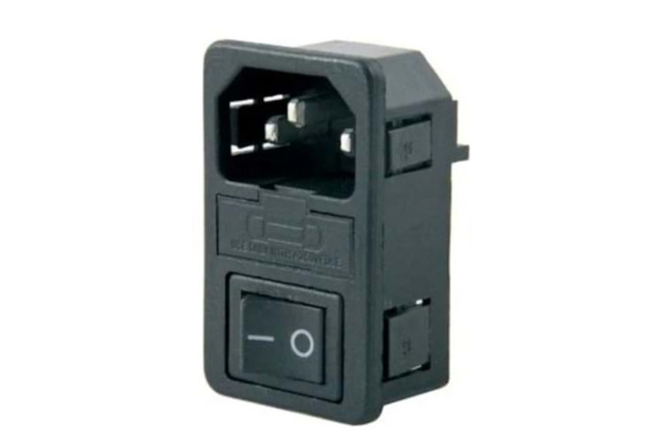 SOCKET POWER IC-214A-S C14 MALE WITH SWITCH+FUSE HOLDER