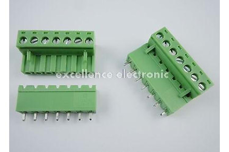 TERM 7P 180* 5.08mm GREEN OPEN MALE THT