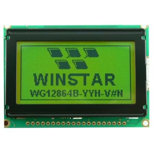 LCD DSP 128*64 LEDB.LIGHT STN POS YL-BLUE THT