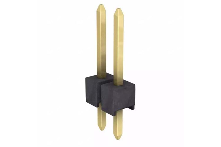 PIN HEADER 1x2 2.54mm 180° 11.68mm MALE GOLD THT