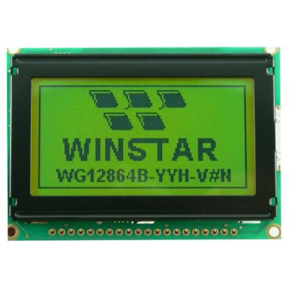LCD DSP 128*64 LEDB.LIGHT STN POS YL-GREEN THT