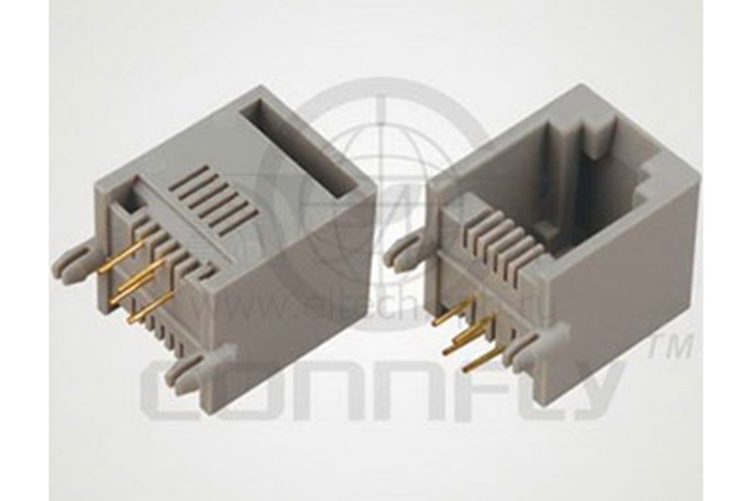 CONN RJ45 6P 180° 6P6C - GRAY THT