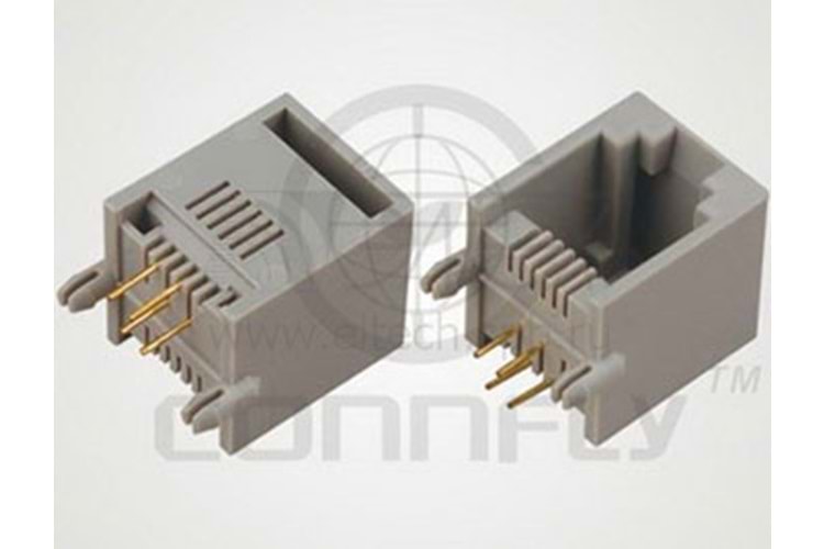 CONN RJ45 6P 180° 6P6C - GRAY THT