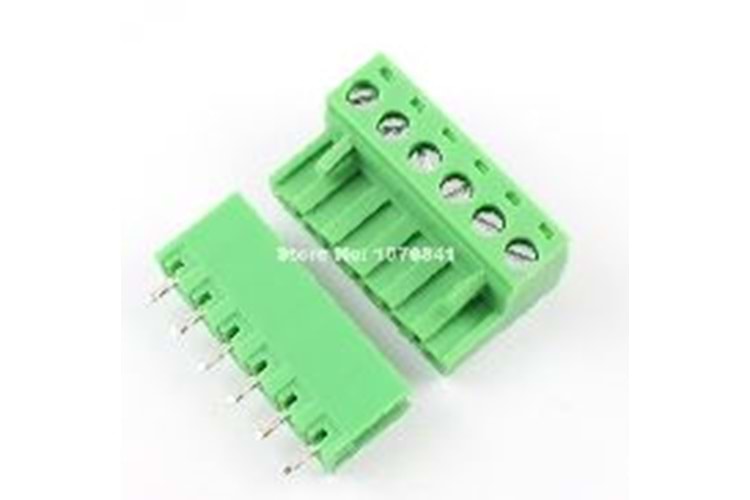 TERM 6P 7.62MM 90* GREEN CLOSED MALE THT