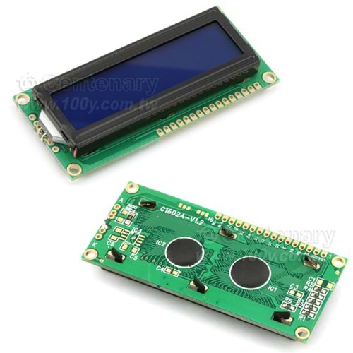 LCD 2X16 80x36mm C1602A-V1.2-5V-GRAY THT