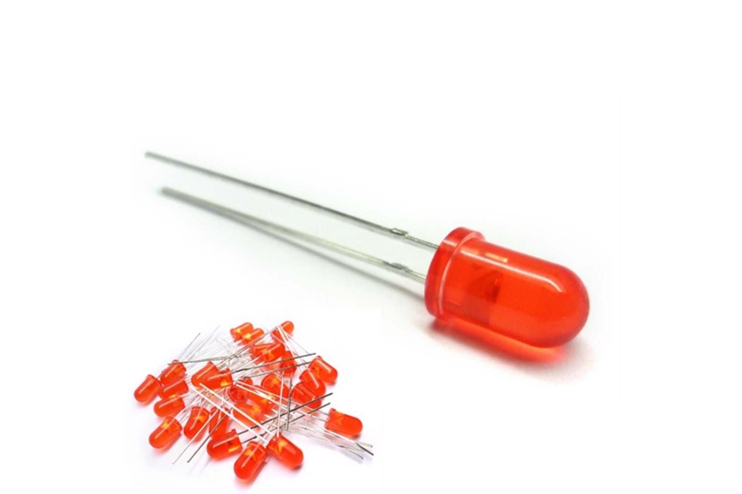 LED RED DIFFUSED 2-2.2V 5MM 600-800mcd THT