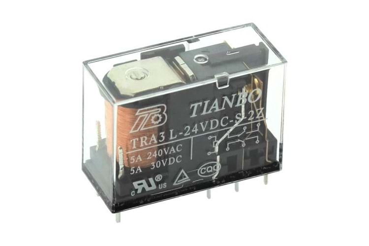 RELAY POWER 5A 24VDC 2FormC PCB TYPE TRANSPARENT