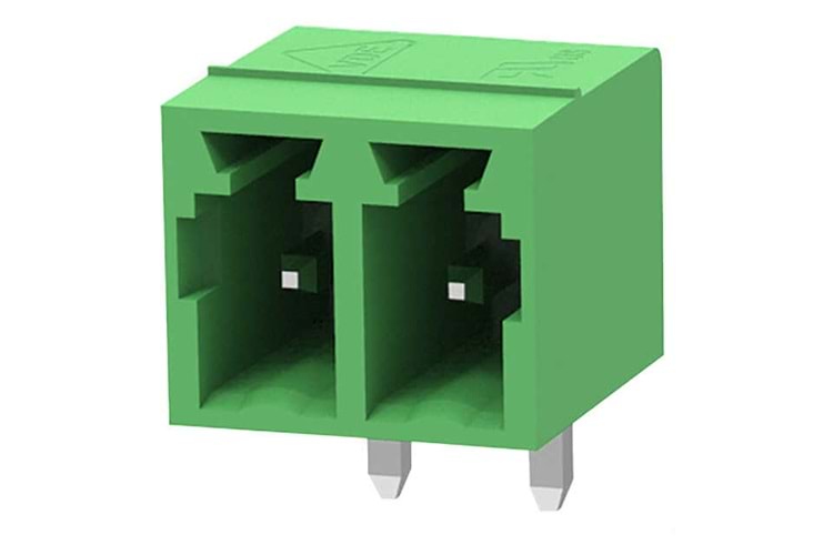 TERM 2P 3.81MM 90* GREEN CLOSED MALE THT