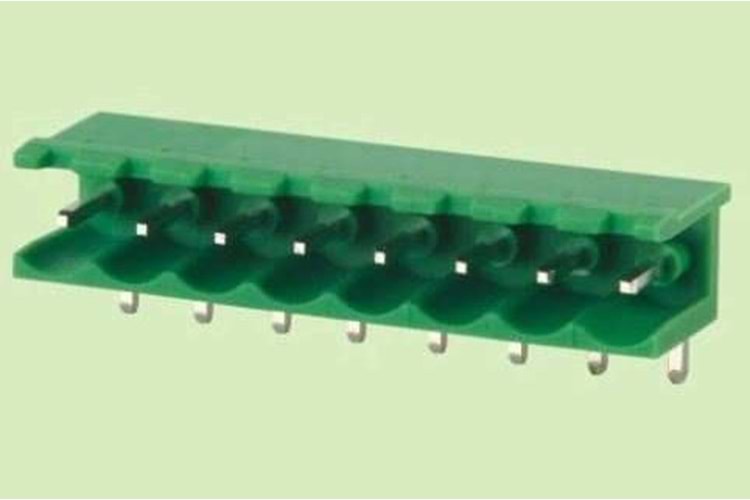 TERM 2P 7.62MM 90* LONG PIN GREEN OPEN MALE THT