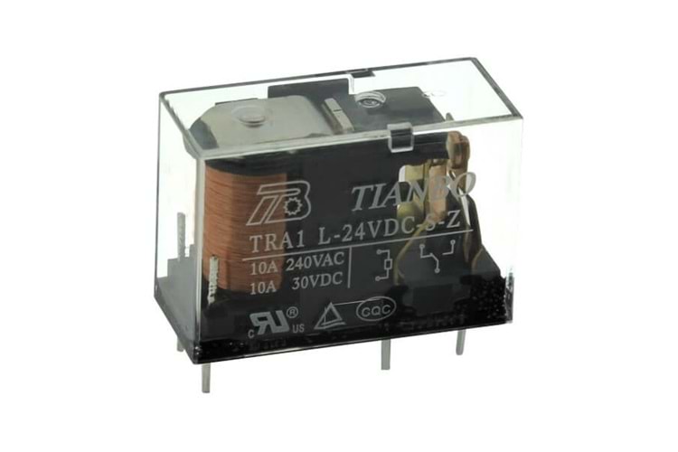 RELAY POWER 10A 24VDC 1FormC TRANSPARENT PCB TYPE THT
