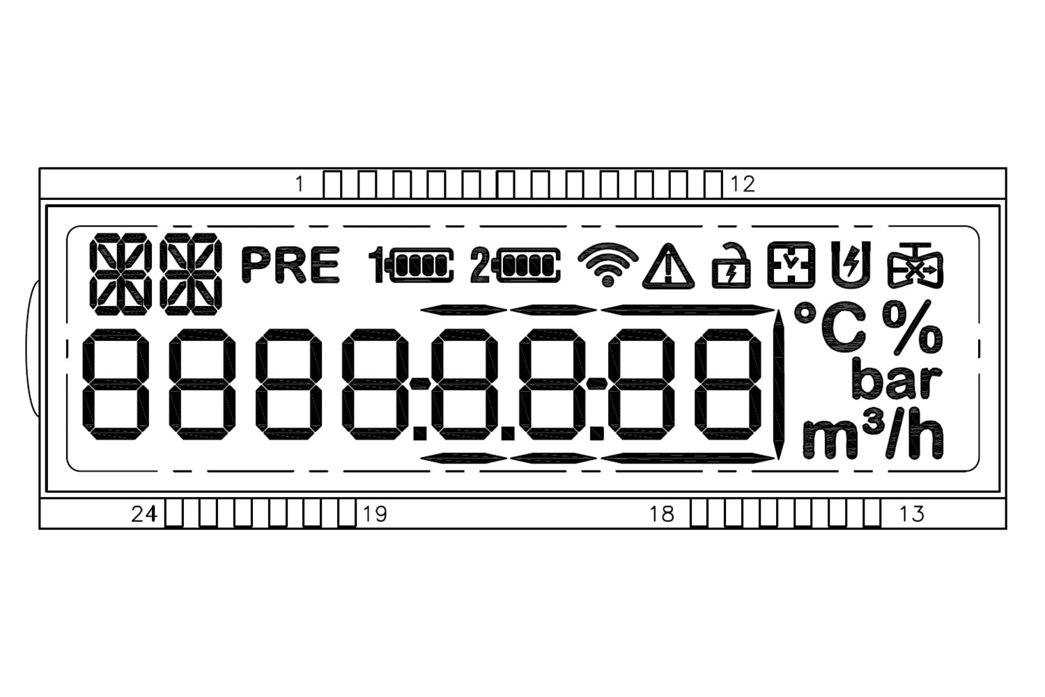 LCD 24P 22x71mm HTN POSITIVE TFT DISPLAY
