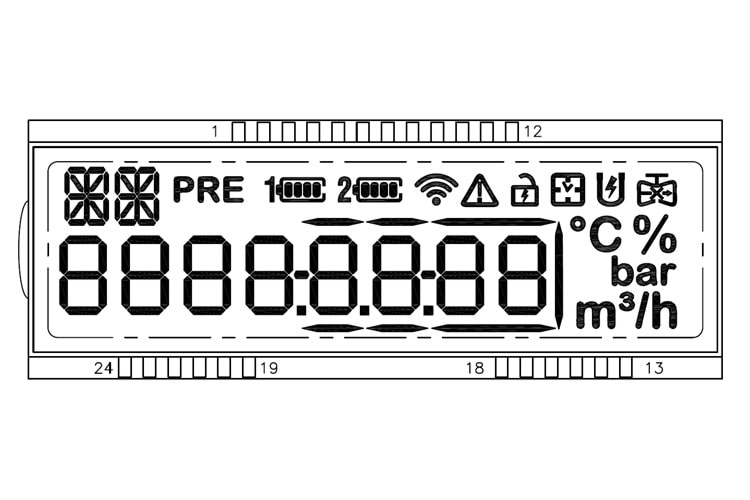 LCD 24P 22x71mm HTN POSITIVE TFT DISPLAY
