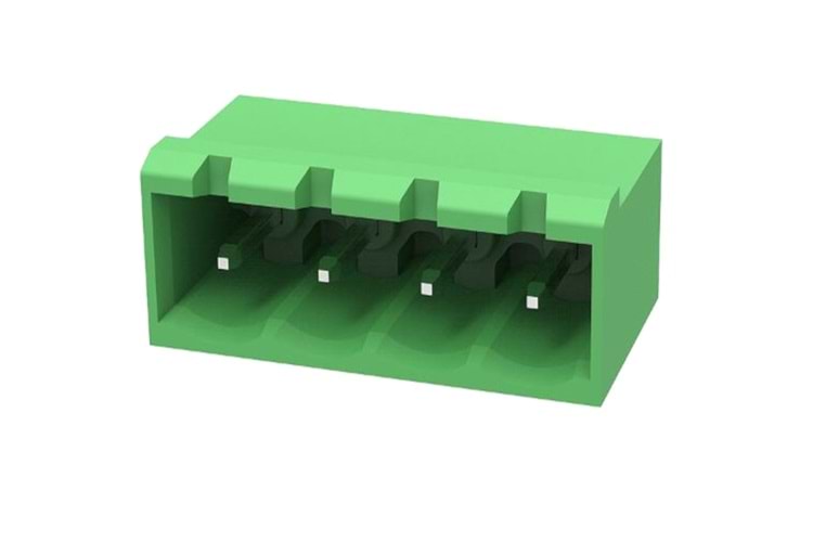 TERM 4P 5.08mm 90* GREEN CLOSED MALE THT
