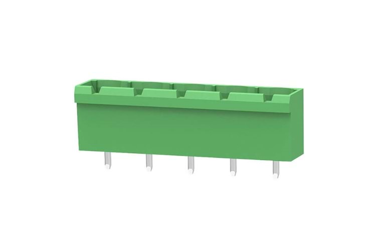 TERM 5P 7.62mm 180* GREEN CLOSED MALE LONG PIN THT