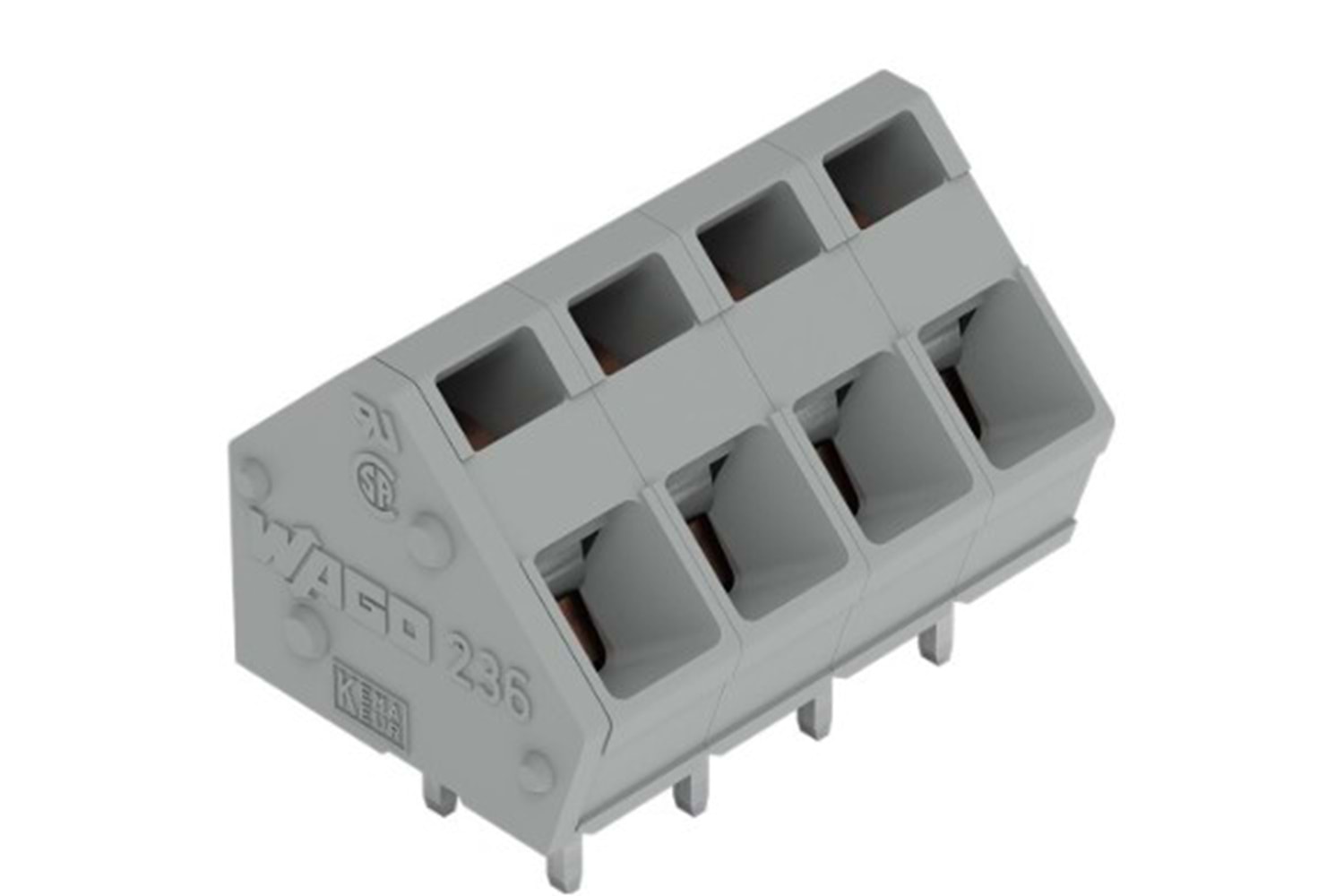 PCB TERMINAL BLOCK 3P 2.5mm 45° GRAY THT