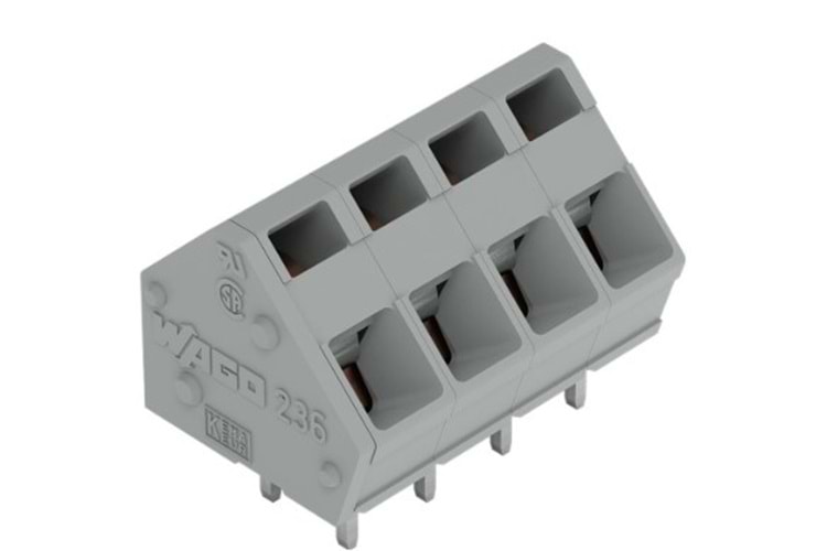 PCB TERMINAL BLOCK 3P 2.5mm 45° GRAY THT
