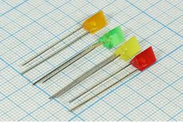 LED YELLOW SUQRE DİFFUSED STD 2.1V 6mcd 80mW 5 x 9.5MM THT