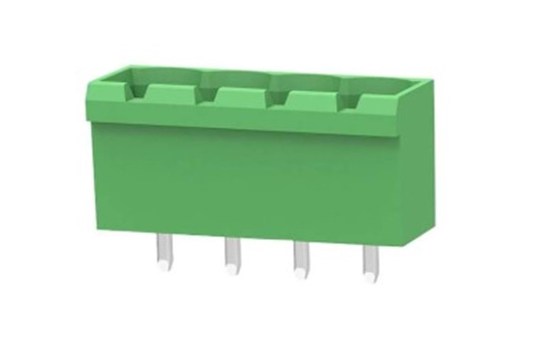 TERM 4P 5.08mm 180* GREEN CLOSED MALE THT